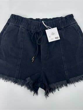 Anthropologie Pistola Black Frayed Hem Shorts Drawstring Soft Grunge